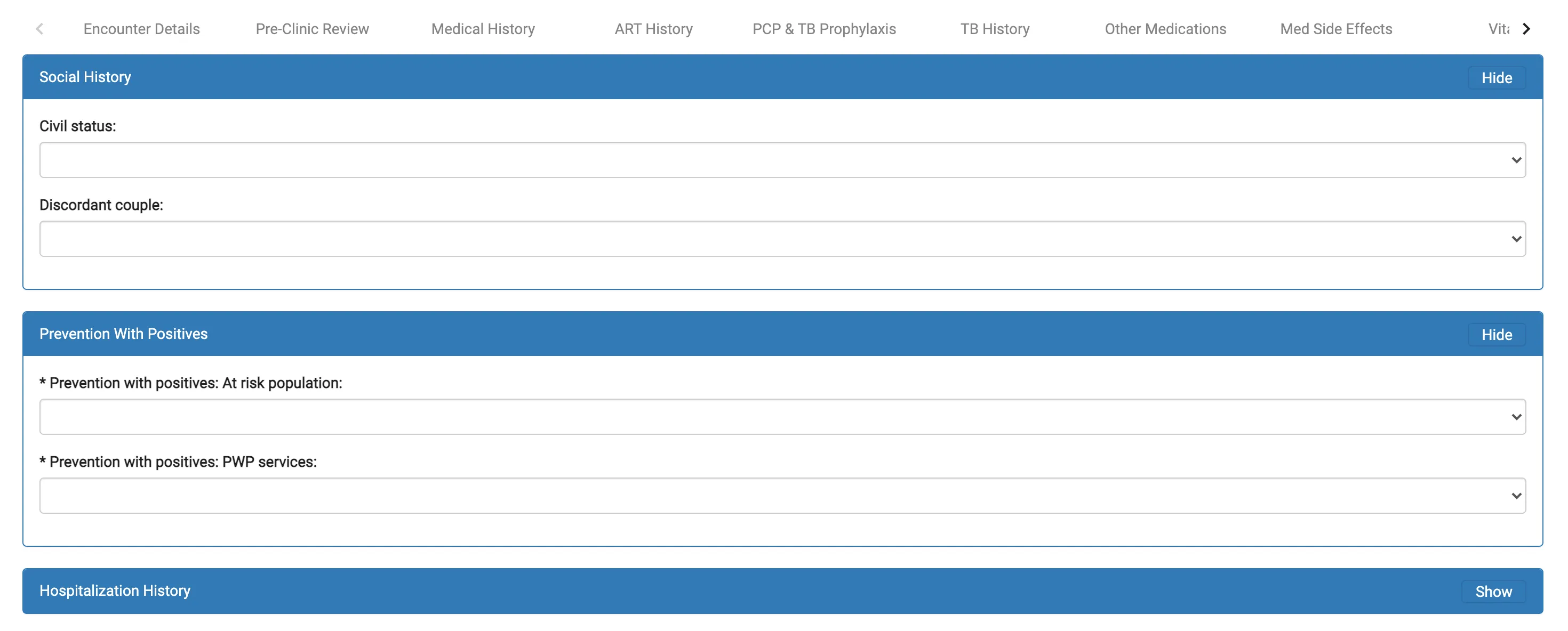 Page with sections