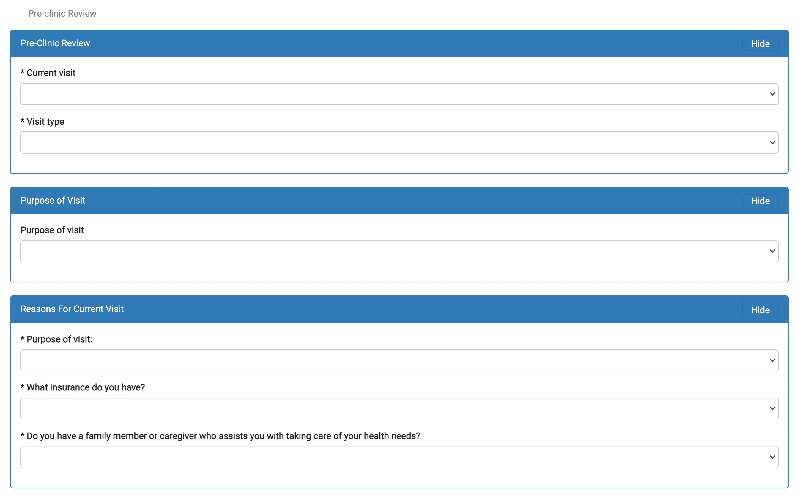 Pre-Clinic Review component