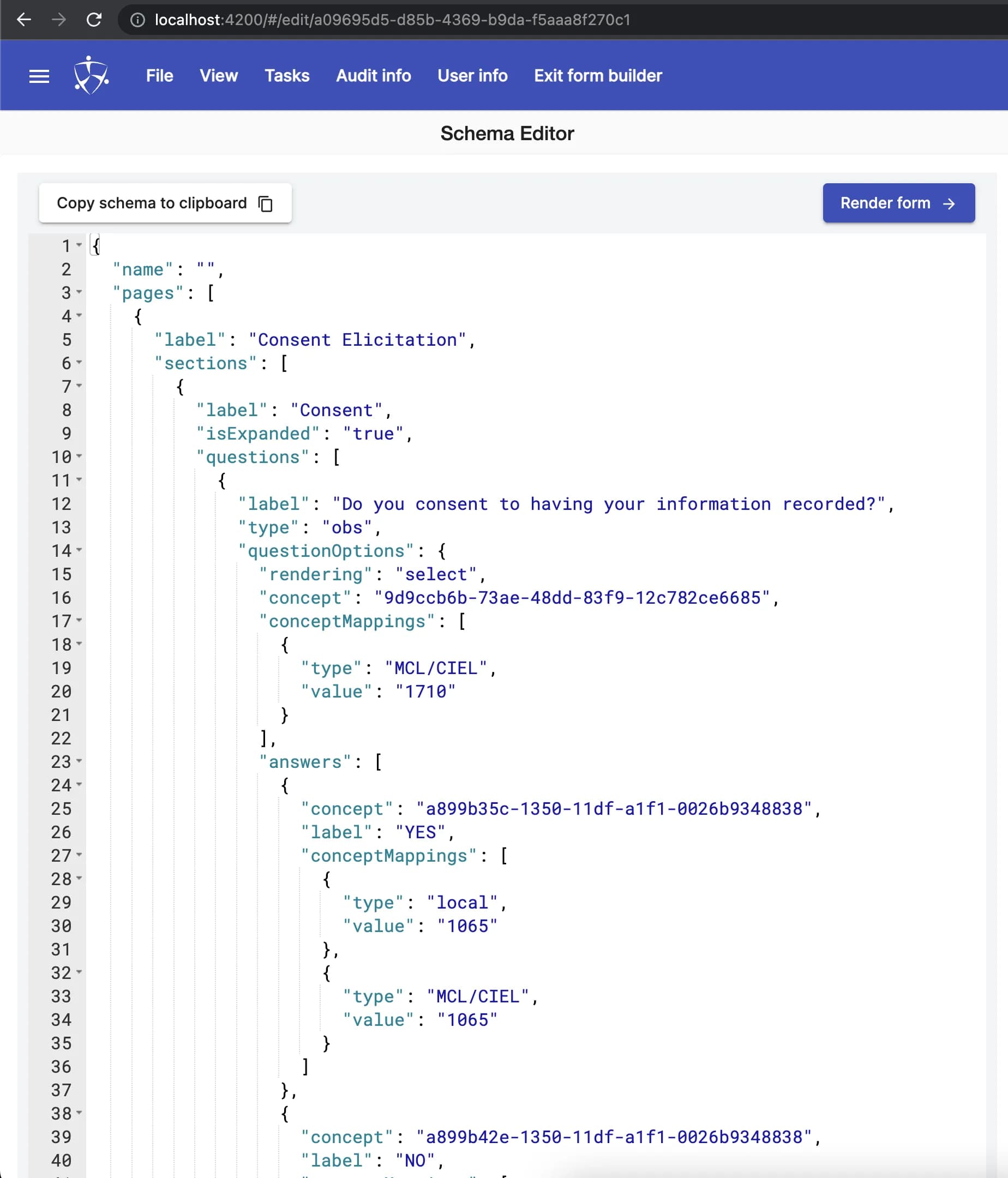 Schema editor